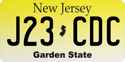 NJ license plate J23CDC