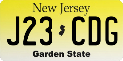 NJ license plate J23CDG