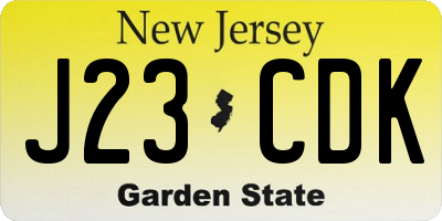 NJ license plate J23CDK