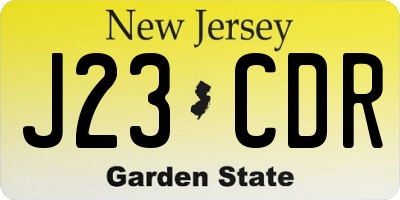 NJ license plate J23CDR