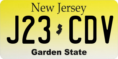 NJ license plate J23CDV