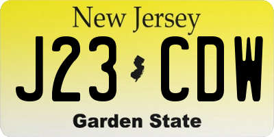 NJ license plate J23CDW