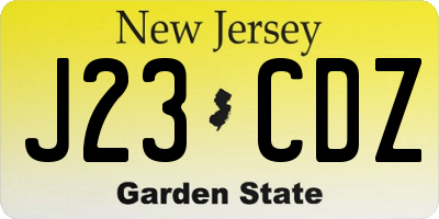 NJ license plate J23CDZ