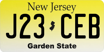 NJ license plate J23CEB