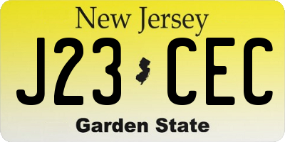 NJ license plate J23CEC
