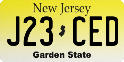 NJ license plate J23CED