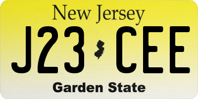NJ license plate J23CEE