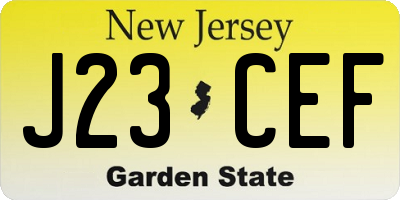 NJ license plate J23CEF