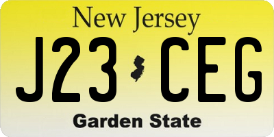 NJ license plate J23CEG