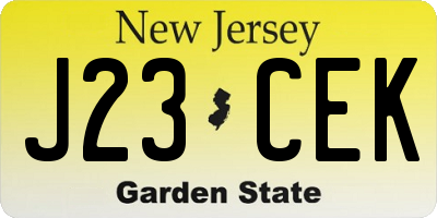 NJ license plate J23CEK