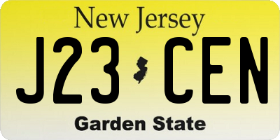 NJ license plate J23CEN