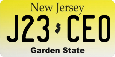 NJ license plate J23CEO