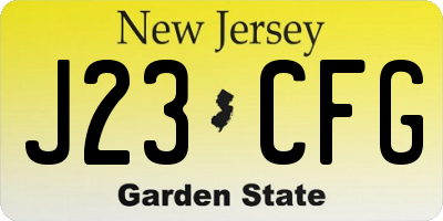NJ license plate J23CFG