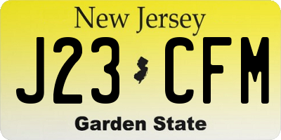 NJ license plate J23CFM