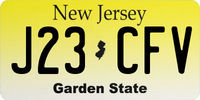 NJ license plate J23CFV