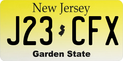 NJ license plate J23CFX