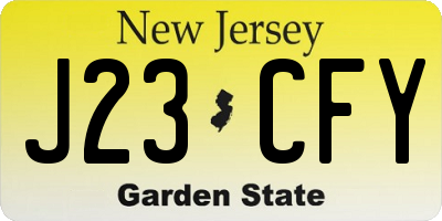 NJ license plate J23CFY