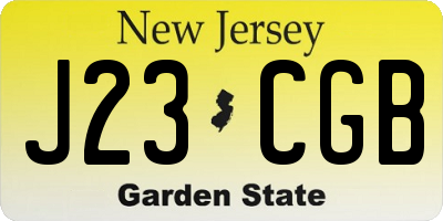 NJ license plate J23CGB