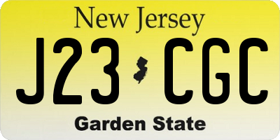 NJ license plate J23CGC