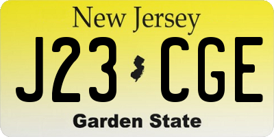 NJ license plate J23CGE