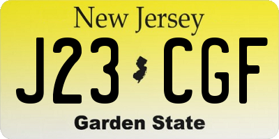 NJ license plate J23CGF