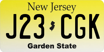NJ license plate J23CGK