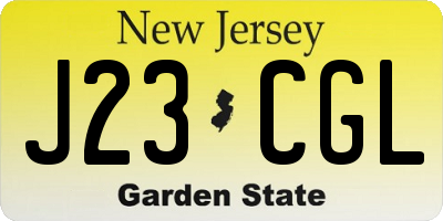NJ license plate J23CGL
