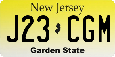 NJ license plate J23CGM