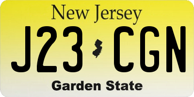 NJ license plate J23CGN
