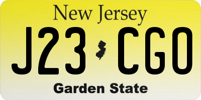 NJ license plate J23CGO