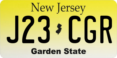 NJ license plate J23CGR