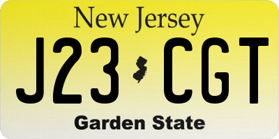 NJ license plate J23CGT