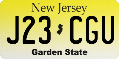 NJ license plate J23CGU