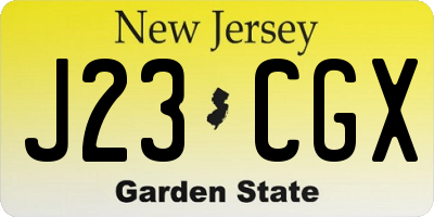 NJ license plate J23CGX