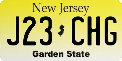 NJ license plate J23CHG