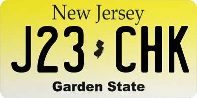 NJ license plate J23CHK