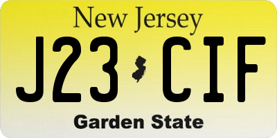 NJ license plate J23CIF