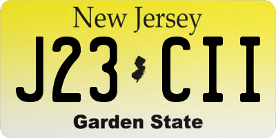 NJ license plate J23CII