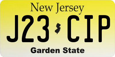 NJ license plate J23CIP