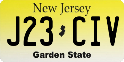 NJ license plate J23CIV