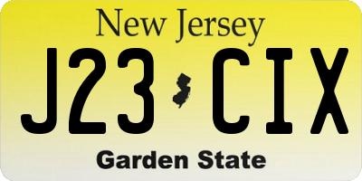 NJ license plate J23CIX