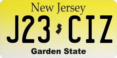 NJ license plate J23CIZ