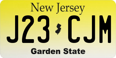 NJ license plate J23CJM