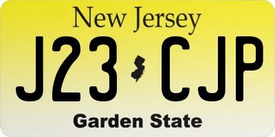 NJ license plate J23CJP