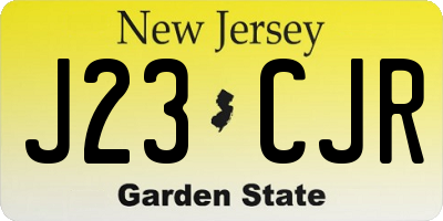 NJ license plate J23CJR