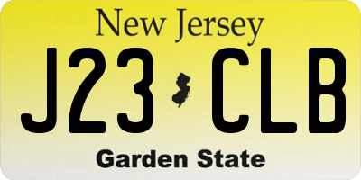 NJ license plate J23CLB