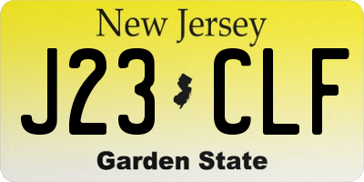 NJ license plate J23CLF