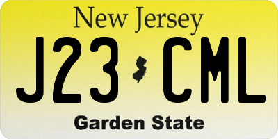 NJ license plate J23CML