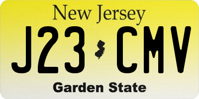 NJ license plate J23CMV
