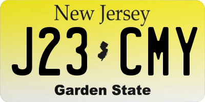 NJ license plate J23CMY
